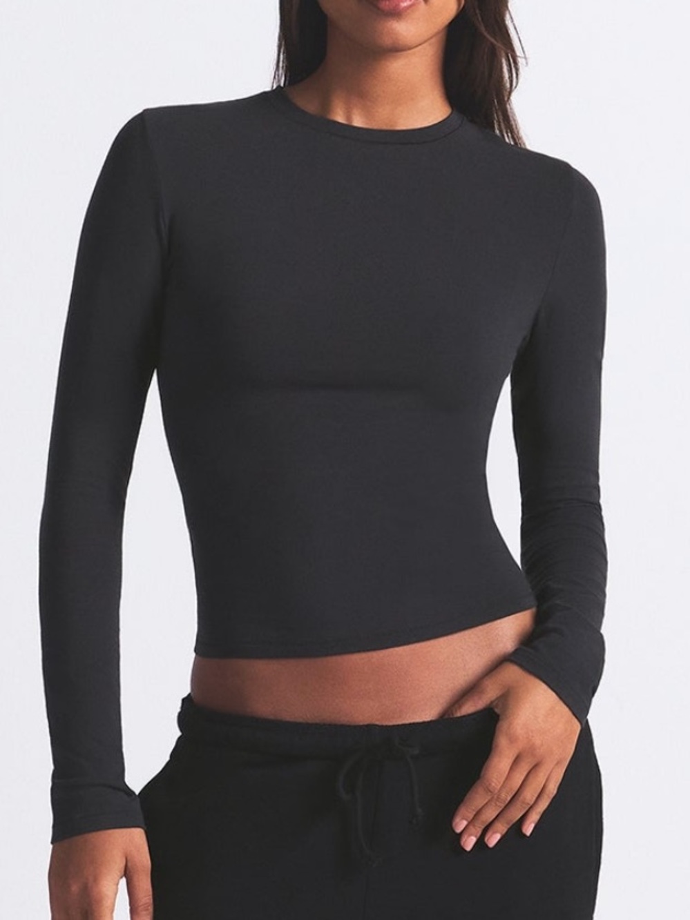 New SKIMS Cotton Jersey Long Sleeve T-Shirt Soot